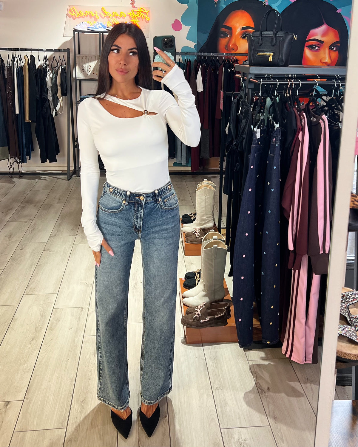 Jeans Straight Gold Details