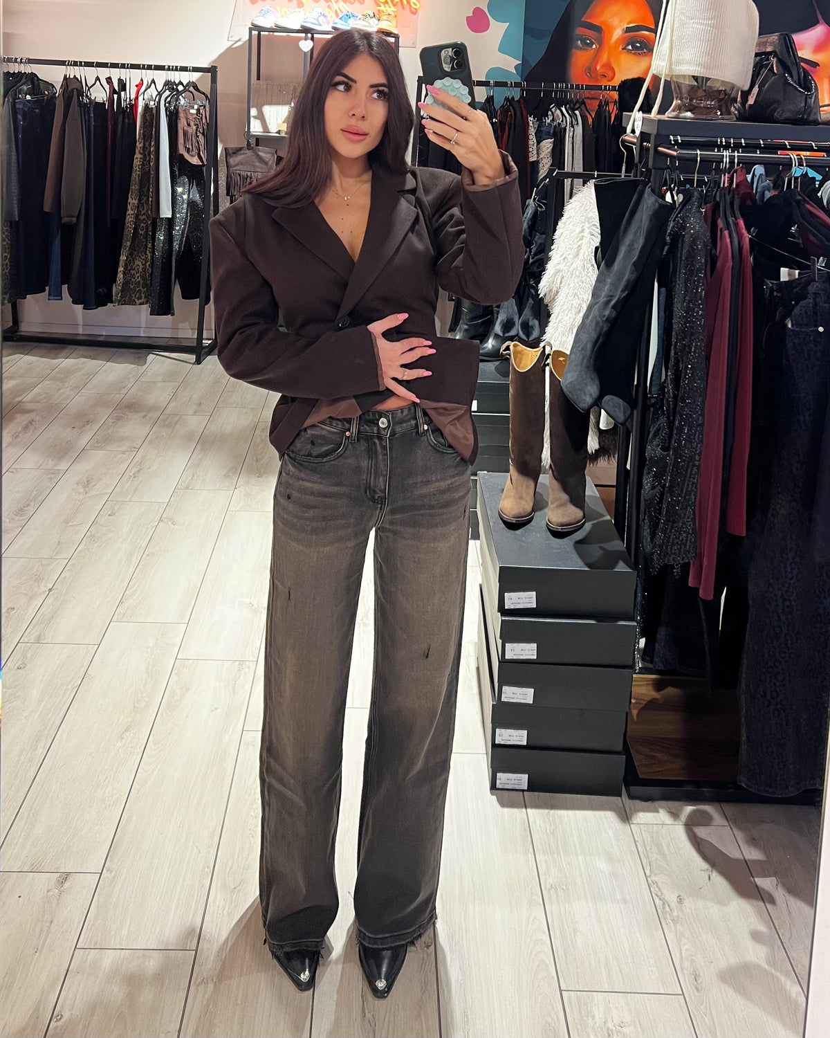 Jeans Black Brown Slavato