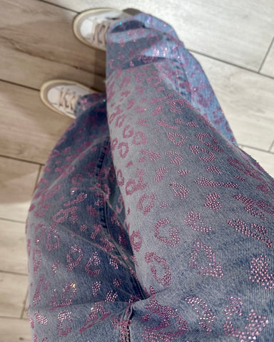Jeans Pink Strass Leo