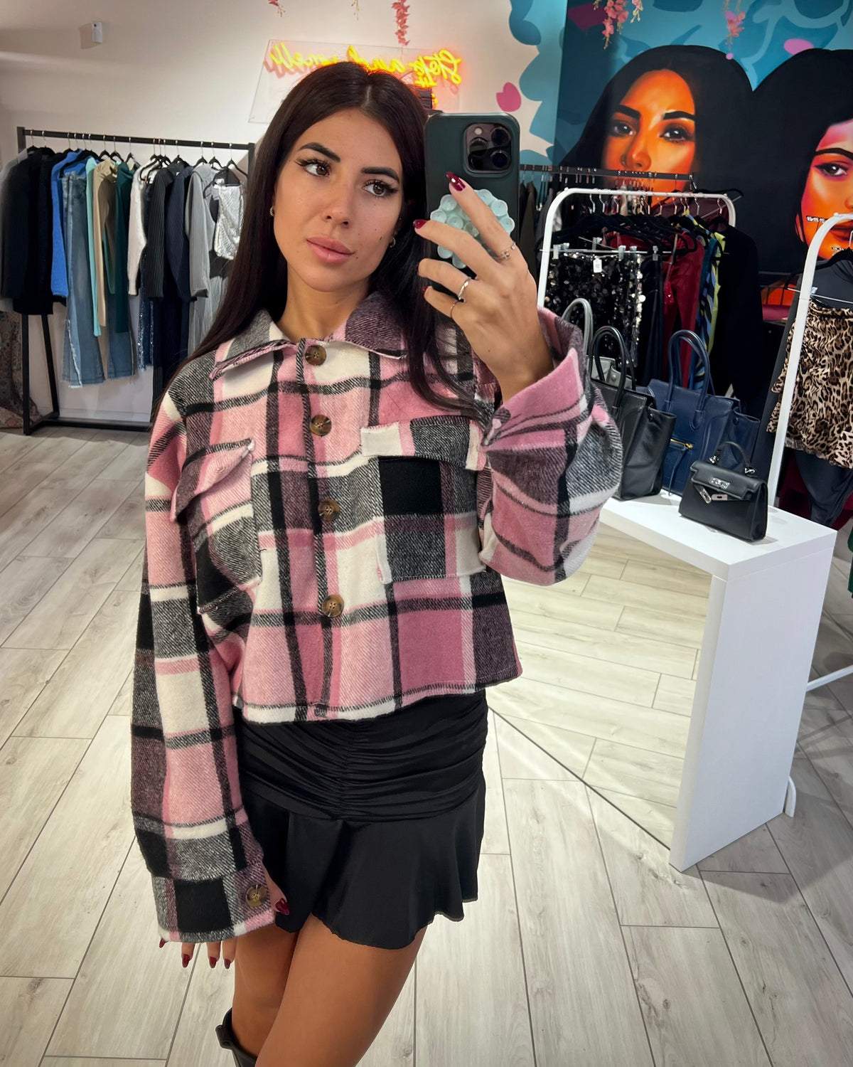 Camicia Plaid Crop