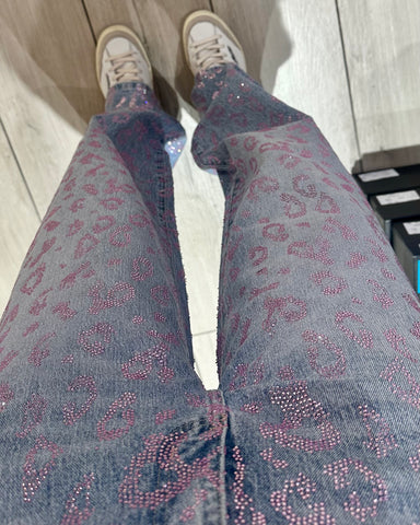 Jeans Pink Strass Leo