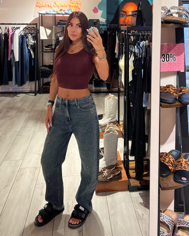 Jeans Balloon Slim Strass