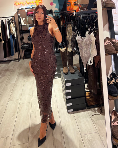 Dress Long Flowers Pailettes