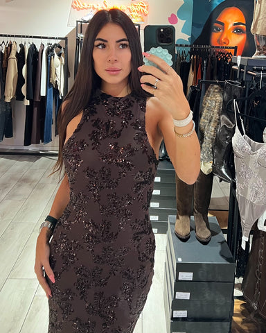 Dress Long Flowers Pailettes