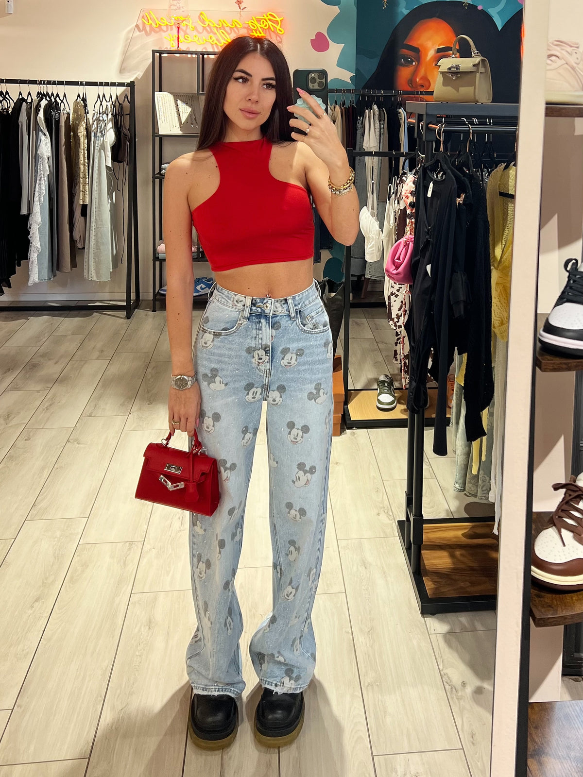 Jeans Mickey Mouse Strass